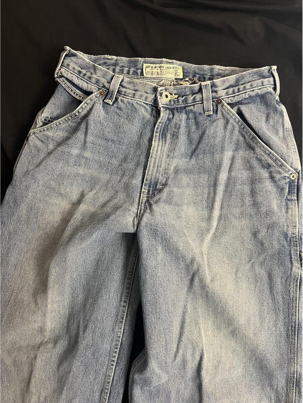 VTG Y2K Abercrombie & Fitch Men’s 32R Carpenter Jeans Wide Leg Baggy 30x30 - Picture 4 of 15